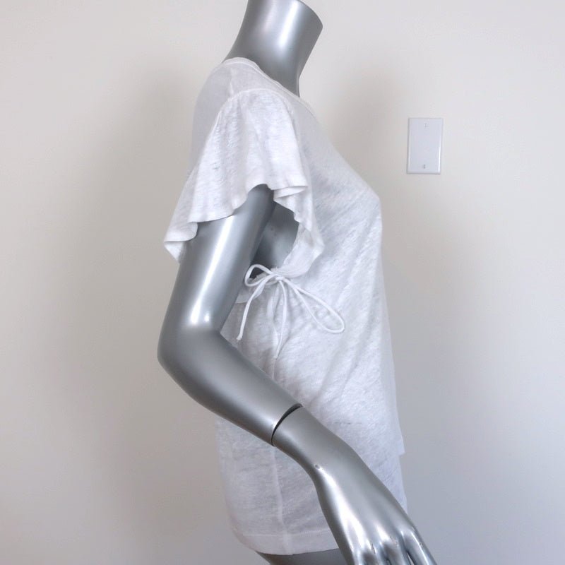 A.L.C. Ruffled Tee Lilo White Linen Jersey Size Medium Short Sleeve Top - Celebrity Owned