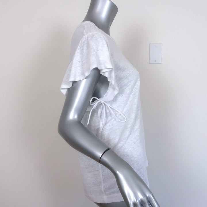 A.L.C. Ruffled Tee Lilo White Linen Jersey Size Medium Short Sleeve Top - Celebrity Owned