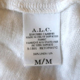 A.L.C. Ruffled Tee Lilo White Linen Jersey Size Medium Short Sleeve Top - Celebrity Owned