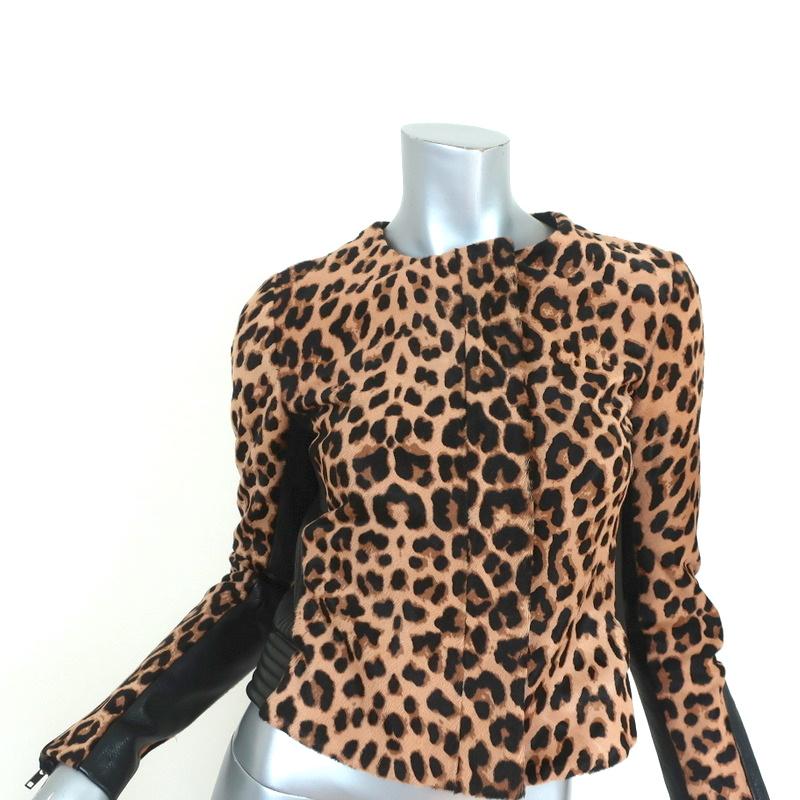 A.L.C. Savile Jacket Leather-Trim Leopard Print Pony Hair Size 4 - Celebrity Owned