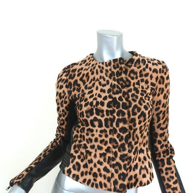 A.L.C. Savile Jacket Leather-Trim Leopard Print Pony Hair Size 4 - Celebrity Owned