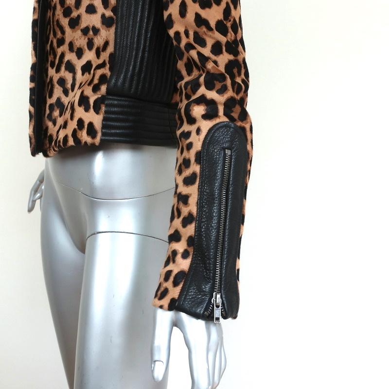 A.L.C. Savile Jacket Leather-Trim Leopard Print Pony Hair Size 4 - Celebrity Owned