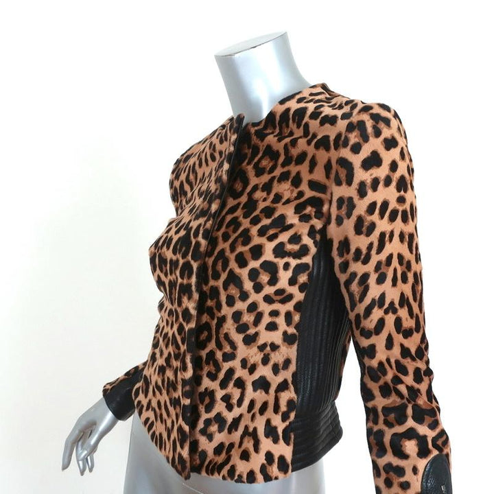 A.L.C. Savile Jacket Leather-Trim Leopard Print Pony Hair Size 4 - Celebrity Owned