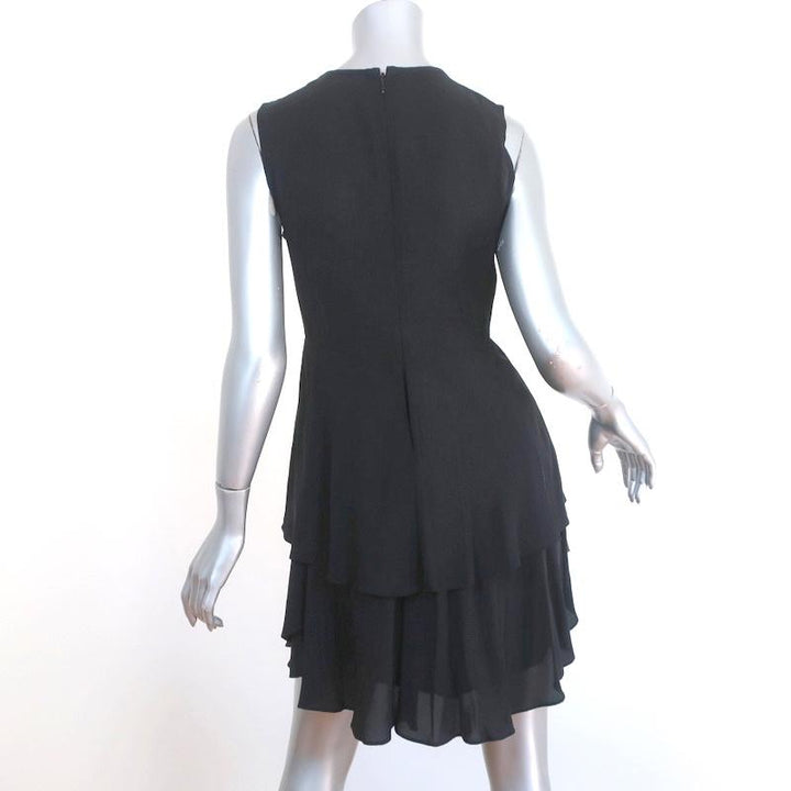 A.L.C. Sleeveless Mini Dress Black Ruffled Silk Size 4 - Celebrity Owned