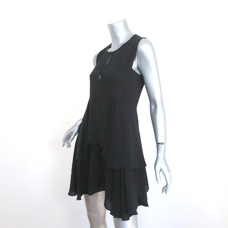 A.L.C. Sleeveless Mini Dress Black Ruffled Silk Size 4 - Celebrity Owned