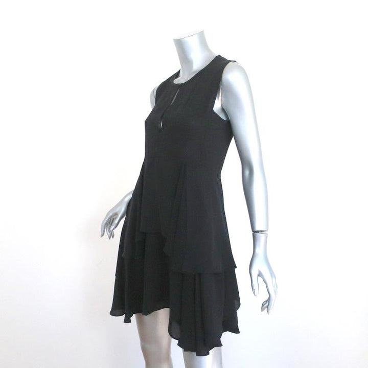 A.L.C. Sleeveless Mini Dress Black Ruffled Silk Size 4 - Celebrity Owned