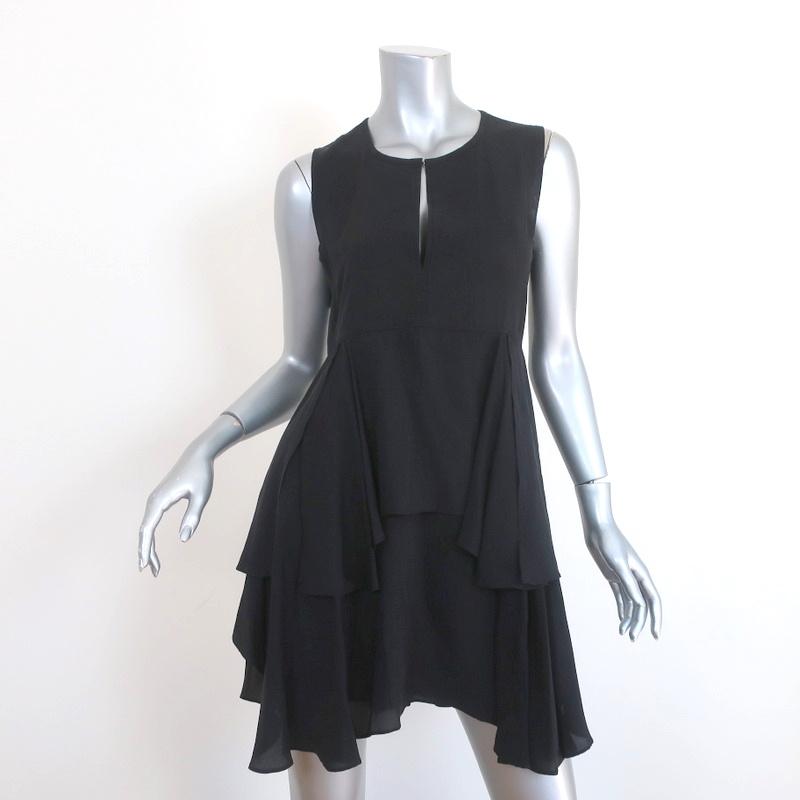 A.L.C. Sleeveless Mini Dress Black Ruffled Silk Size 4 - Celebrity Owned