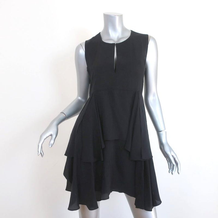 A.L.C. Sleeveless Mini Dress Black Ruffled Silk Size 4 - Celebrity Owned