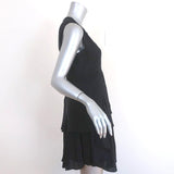A.L.C. Sleeveless Mini Dress Black Ruffled Silk Size 4 - Celebrity Owned