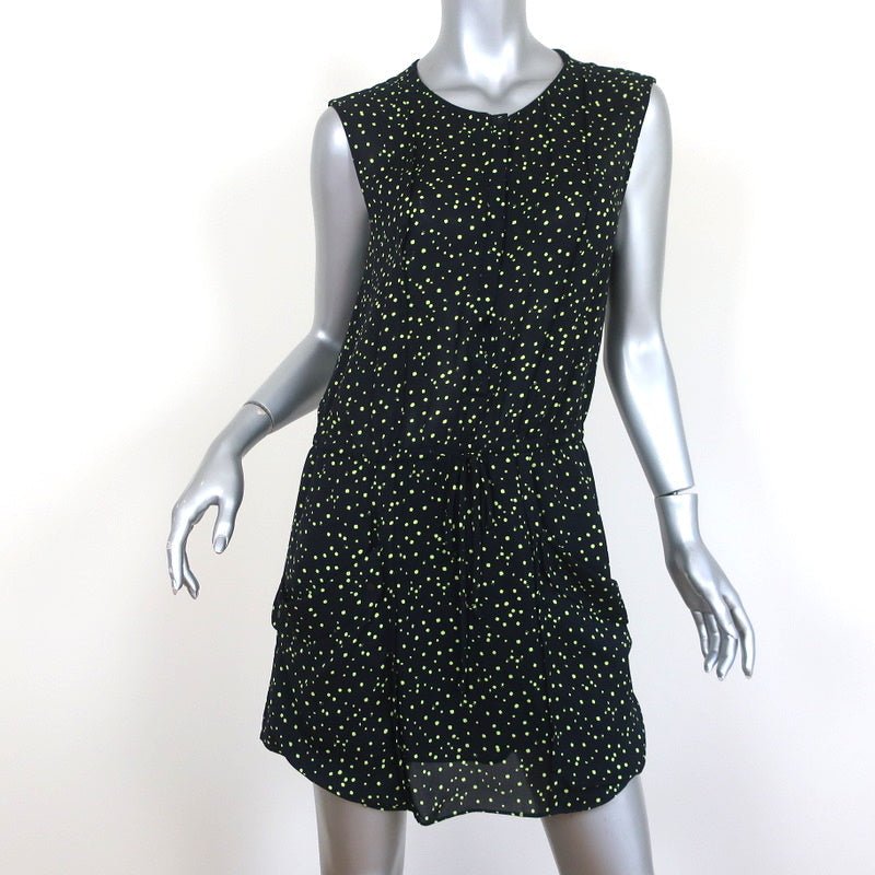 A.L.C. Sleeveless Mini Dress Simona Black/Green Dot Print Silk Size Sm Celebrity Owned A.L.C. Sleeveless Mini Dress Simona Black/Green Dot Print Silk Size Sm Celebrity Owned
