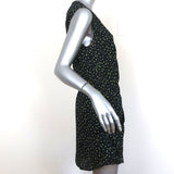 A.L.C. Sleeveless Mini Dress Simona Black/Green Dot Print Silk Size Small - Celebrity Owned