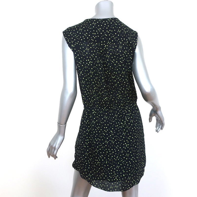 A.L.C. Sleeveless Mini Dress Simona Black/Green Dot Print Silk Size Sm Celebrity Owned A.L.C. Sleeveless Mini Dress Simona Black/Green Dot Print Silk Size Sm Celebrity Owned