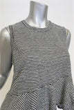 A.L.C. Tank Braxton Black/White Striped Linen Size Small Sleeveless Ruffle Top - Celebrity Owned