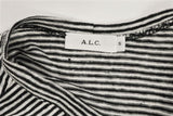 A.L.C. Tank Braxton Black/White Striped Linen Size Small Sleeveless Ruffle Top - Celebrity Owned