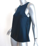 A.L.C. Tank Top Navy Stretch Silk Satin Size 2 Sleeveless Blouse - Celebrity Owned