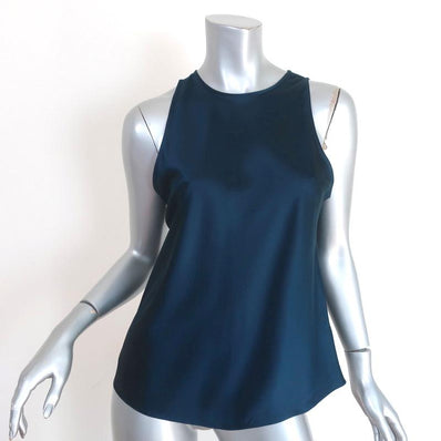 A.L.C. Tank Top Navy Stretch Silk Satin Size 2 Sleeveless Blouse - Celebrity Owned