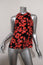 A.L.C. Top Black/Red Floral Print Silk Size 4 Sleeveless Zip-Back Tank