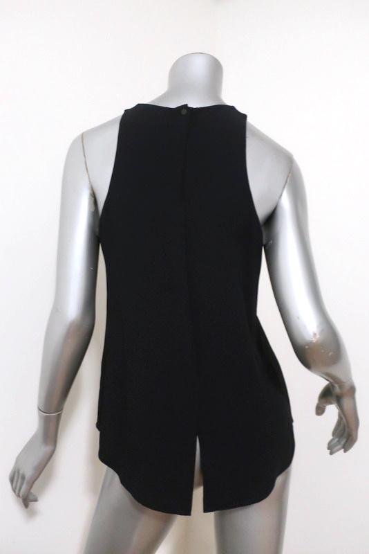 A.L.C. Top Brenner Navy Studded Crepe Size 4 Sleeveless Blouse - Celebrity Owned