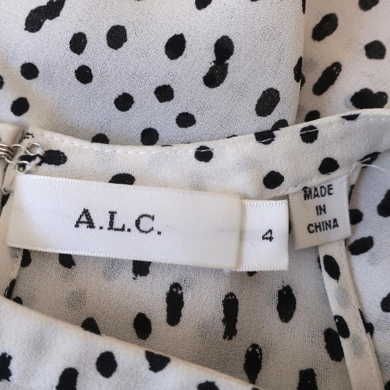 A.L.C. Top Iggy White/Black Dot Print Layered Silk Size 4 Sleeveless Blouse - Celebrity Owned