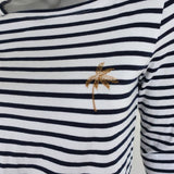 A.L.C. Top Mila Palm Tree Embroidered Striped Cotton Tee Size Extra Small - Celebrity Owned