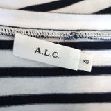 A.L.C. Top Mila Palm Tree Embroidered Striped Cotton Tee Size Extra Small - Celebrity Owned