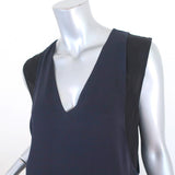 A.L.C. Top Navy & Black Layered Silk Size Small Sleeveless V-Neck Blouse - Celebrity Owned