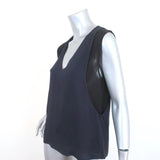 A.L.C. Top Navy & Black Layered Silk Size Small Sleeveless V-Neck Blouse - Celebrity Owned