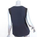 A.L.C. Top Navy & Black Layered Silk Size Small Sleeveless V-Neck Blouse - Celebrity Owned