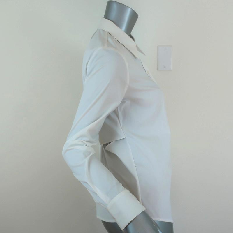 A.L.C. Twist-Back Shirt Meg White Stretch Cotton Size 2 Long Sleeve Top - Celebrity Owned