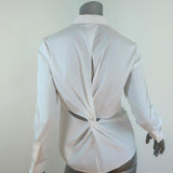 A.L.C. Twist-Back Shirt Meg White Stretch Cotton Size 2 Long Sleeve Top - Celebrity Owned