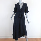 A.L.C. Twist-Front Midi Dress Avi Navy Striped Silk Size 4 Short Sleeve - Celebrity Owned