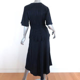 A.L.C. Twist-Front Midi Dress Avi Navy Striped Silk Size 4 Short Sleeve - Celebrity Owned