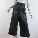 A.L.C. Wide Leg Cropped Pants Wiles Black Faux Leather Size 00 NEW - Celebrity Owned