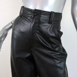 A.L.C. Wide Leg Cropped Pants Wiles Black Faux Leather Size 00 NEW - Celebrity Owned