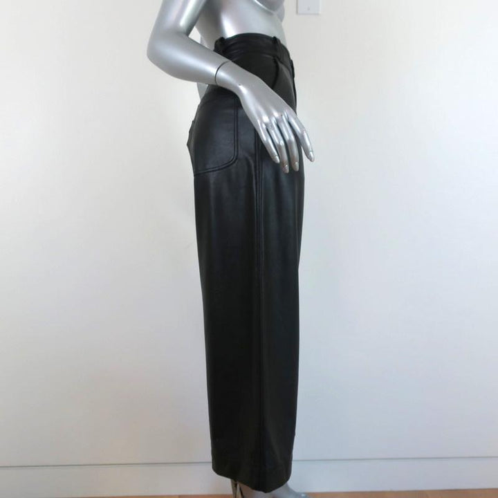 A.L.C. Wide Leg Cropped Pants Wiles Black Faux Leather Size 00 NEW - Celebrity Owned