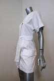 A.L.C. Zip-Front Dress Bellamy White Stretch Cotton Size 0 Short Sleeve Mini - Celebrity Owned
