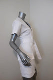 A.L.C. Zip-Front Dress Bellamy White Stretch Cotton Size 0 Short Sleeve Mini - Celebrity Owned
