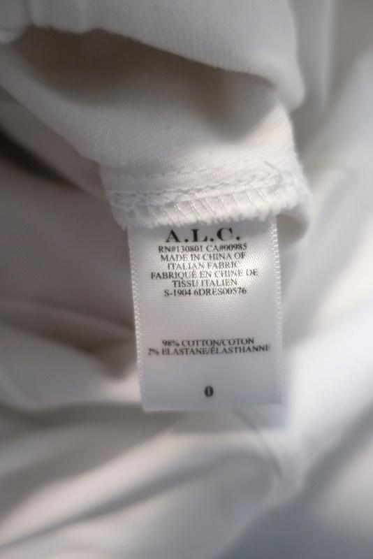 A.L.C. Zip-Front Dress Bellamy White Stretch Cotton Size 0 Short Sleeve Mini - Celebrity Owned