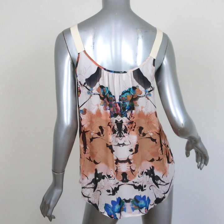A.L.C. Zipper Tank Top Printed Silk Size Small Sleeveless Blouse - Celebrity Owned