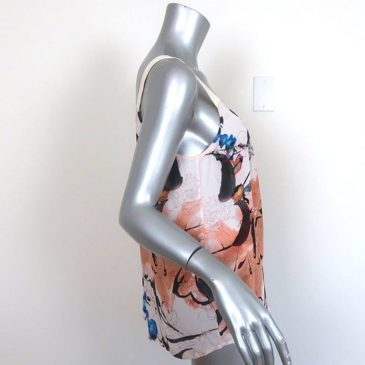 A.L.C. Zipper Tank Top Printed Silk Size Small Sleeveless Blouse - Celebrity Owned