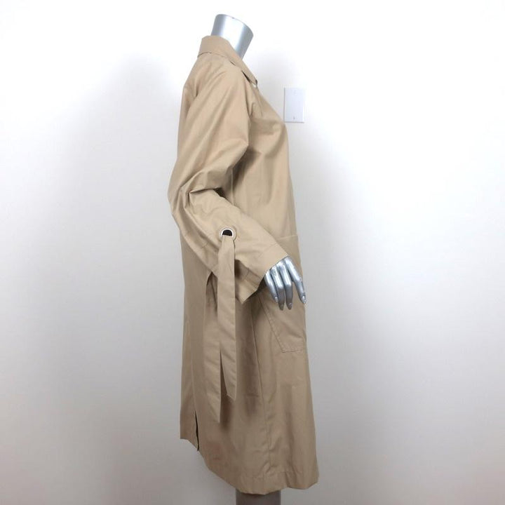 Alex Mill Tie Cuff Raincoat Balmacaan Khaki Cotton-Blend Size Medium Long Jacket - Celebrity Owned