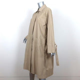 Alex Mill Tie Cuff Raincoat Balmacaan Khaki Cotton-Blend Size Medium Long Jacket - Celebrity Owned