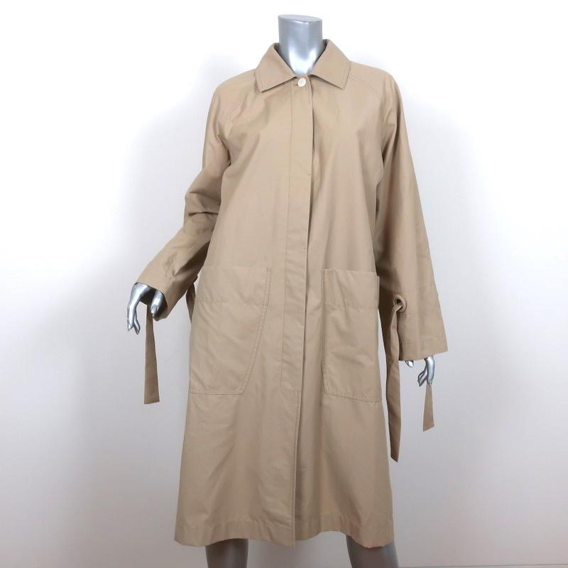 Alex Mill Tie Cuff Raincoat Balmacaan Khaki Cotton-Blend Size Medium Long Jacket - Celebrity Owned