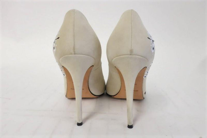 Alexa Wagner Pumps Princess Ric Floral-Embroidered Suede Size 38 High Heel - Celebrity Owned