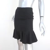 Alexander McQueen Peplum Hem Skirt Black Ruffled Crepe Size 36 - Celebrity Owned