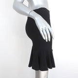 Alexander McQueen Peplum Hem Skirt Black Ruffled Crepe Size 36 - Celebrity Owned