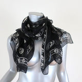 Alexander McQueen Skull Scarf Black/White Printed Silk Chiffon - Celebrity Owned