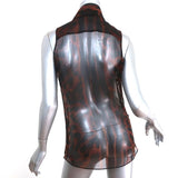 Alexander McQueen Tie-Neck Blouse Leopard Print Chiffon Size 40 Sleeveless Top - Celebrity Owned