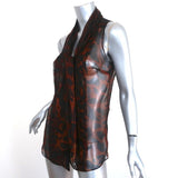 Alexander McQueen Tie-Neck Blouse Leopard Print Chiffon Size 40 Sleeveless Top - Celebrity Owned