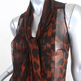 Alexander McQueen Tie-Neck Blouse Leopard Print Chiffon Size 40 Sleeveless Top - Celebrity Owned